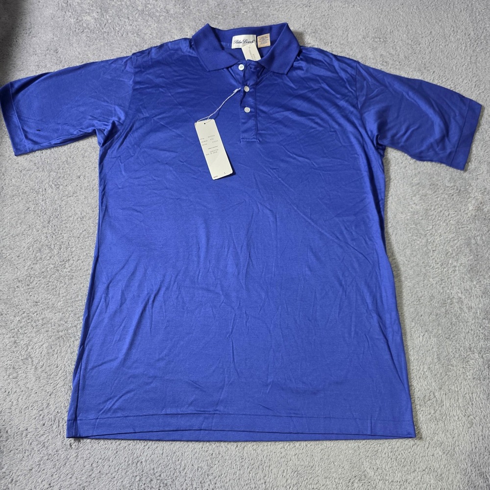Palm Beach Mens L Polo Shirt Royal Blue Mercerized Cotton Lisle Made in Japan